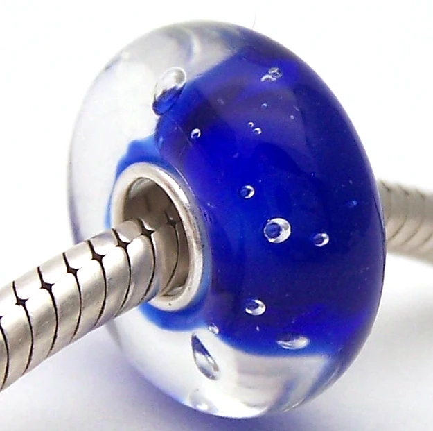 

PJG1611 100% S925 Sterling Silver Beads Murano Glass beads Fit European Charms Bracelet charms diy jewelry Lampwork GlassBeads