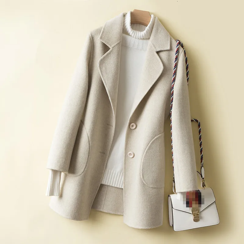 Autumn Winter Jacket Women 100% Wool Coat Female Handmade Double-side Woolen Coats Korean Vintage 604s MY1931 | Женская одежда