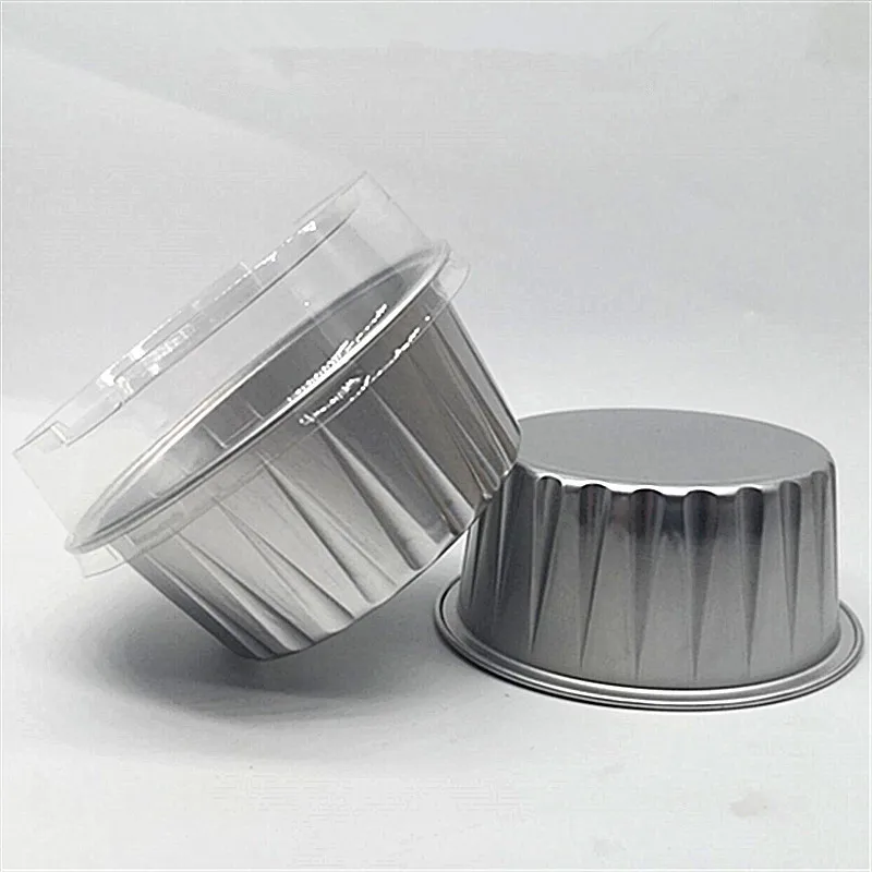 50pcs Round baking supplies 125ml small aluminum foil ice cream fruit cake dessert pudding jelly cup with transparent lid