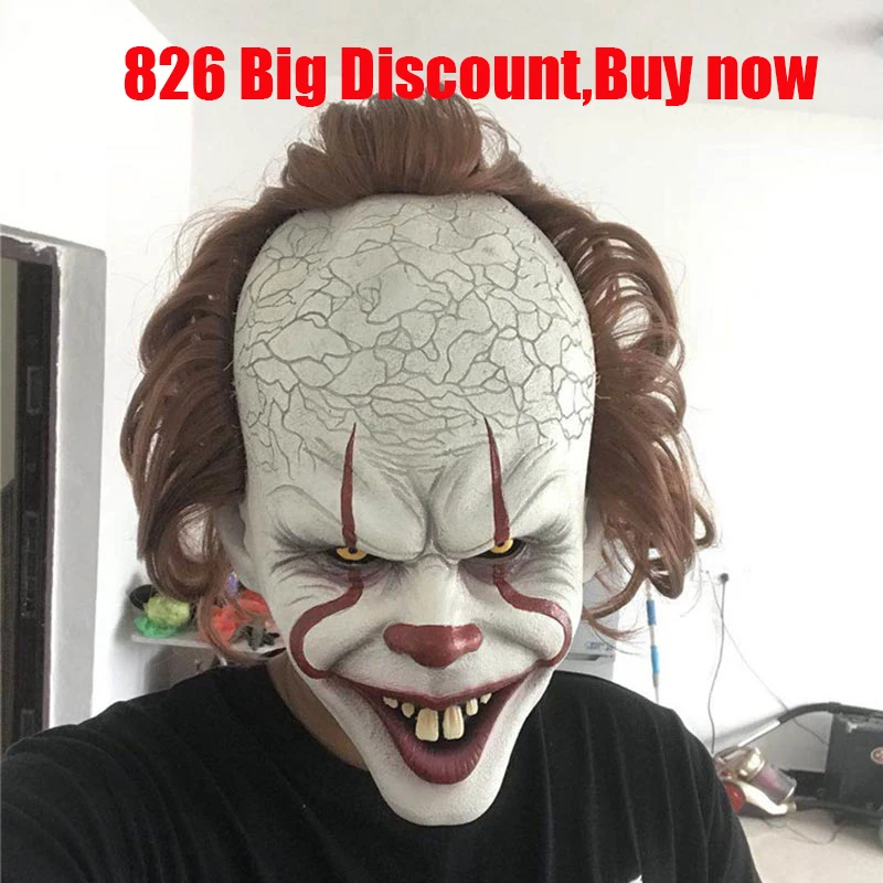 

Halloween Stephen King's It Mask Pennywise Horror Clown Joker Mask Clown Mask Halloween Cosplay Costume Props #