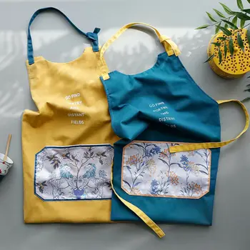 

Women Apron With Pocket Cooking Kitchen Baking Chef Bib Aprons Adjustable Kitchen Apron For Cooking Baking Restaurant Pinafore