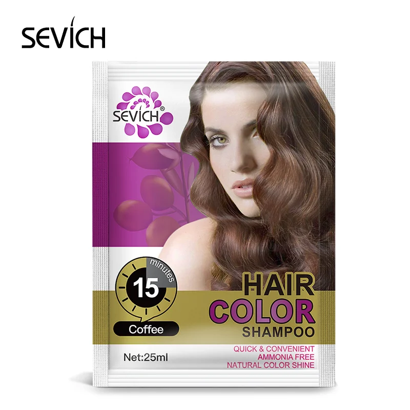 Sevich 5 шт./лот красящий шампунь для волос 25 мл 5 цветов окрашивающий шампунь золотой кофе красный каштан черный продукт для окрашивания волос унисекс - Цвет: Coffee