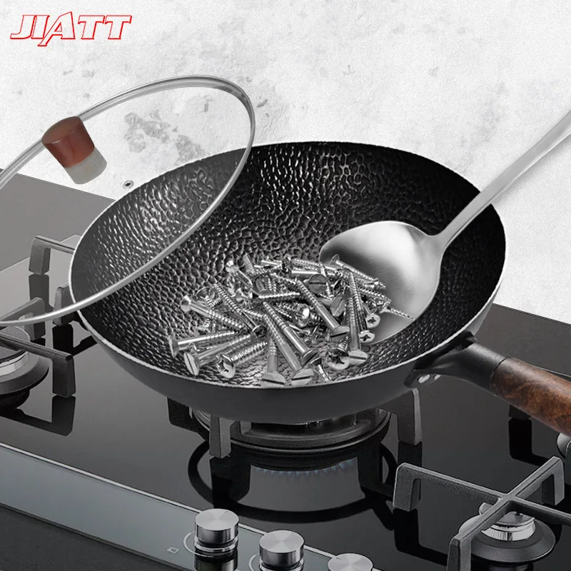 

Zhangqiu Handmade Paragraph Play Wok Non-Paintcoat Health Wok Non-stick Pot Flat-bottom Pot Gas Stove Electromagnetic Furnace Ge