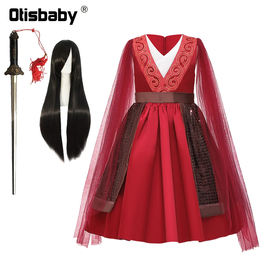 Christmas Halloween Mulan Costume Summer Toddler Mulan Dress Birthday Party Tulle Sleeve Red Dresses For Girls Gongfu Sword Aliexpress