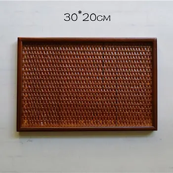 

Japan Style Burn Paulownia Wood Serving Tea Tray Metal Edge Rectangular Solid Wood Plates Dinner Snack Plate Hotel Suppliers
