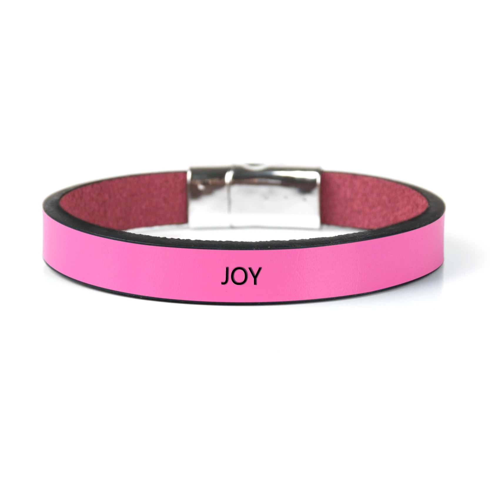 Pink Браслет с мантрой JOY настоящий Магнитный кожаный браслет с пряжкой вдохновляющий браслет мужские браслеты-Подарки для лучших друзей - Окраска металла: Pink