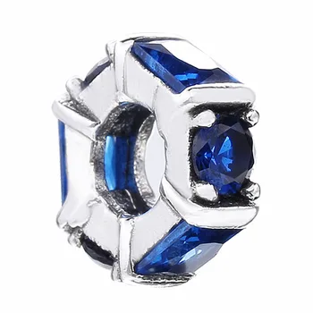 

New 925 Sterling Silver Bead Charm Blue Ice Sculpture With Crystal Space Beads Fit Pandora Bracelet Bangle Diy Jewelry