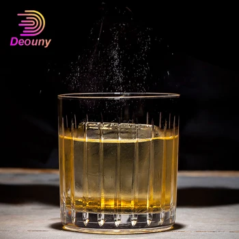 

DEOUNY Lead-Free Whiskey Glass Engraved Old Fashion Big Ice Hockey Classic Vodka Cocktail Wine Glass Mixology Bar Accessories