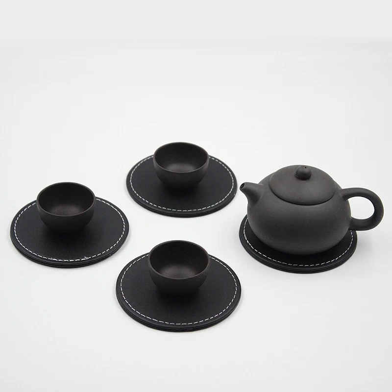 Кожа PU coasterkitchen модная кофейная чашка, изоляционная подкладка, подставка под стол, украшение с держателем, защитная мебель N