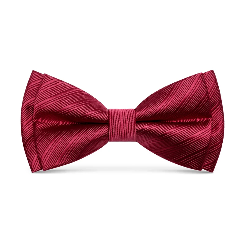 

Designer Brand Top Quality Wine Red Bowtie For Men Groom Wedding Party Butterfly Bow Tie Polyester Silk Two Layer Gift Box Black