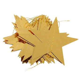 

4M Christmas Five-Pointed Star Pull Flag Cute Unique Pull Flag for Birthday Festive Party Supplies Decorative Supplies(Gold)