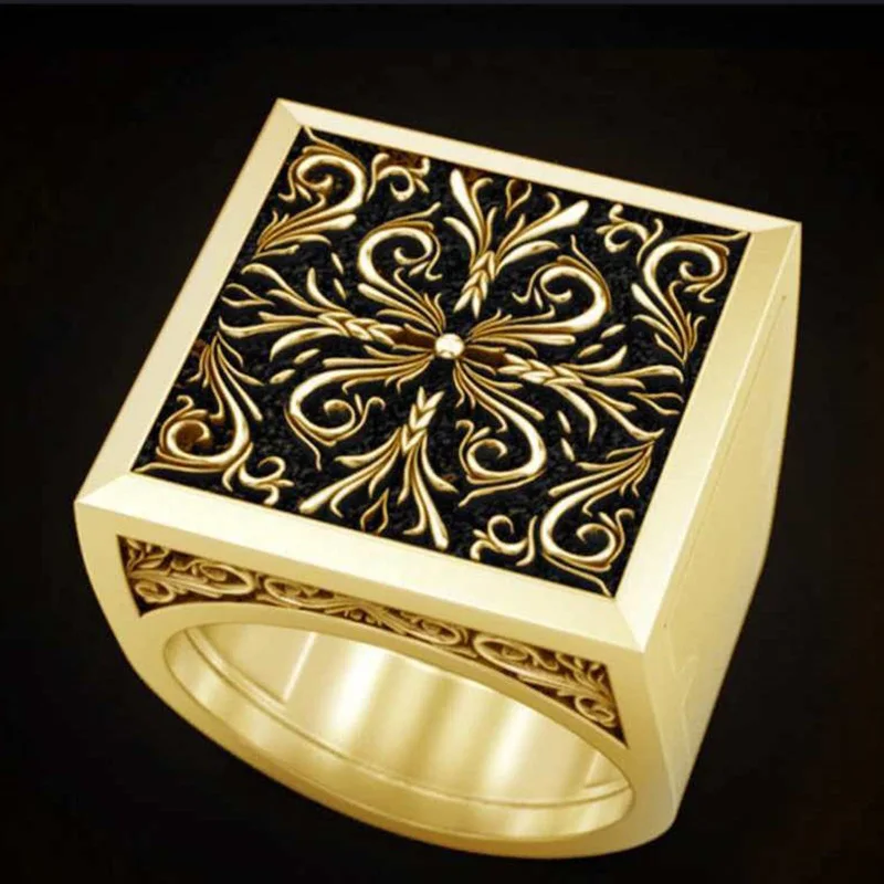 Mens Fashion Accessory Pattern Cross Ring Secret Compartment Cinerary Casket Memorial Coffin Rings Hip Hop Jewelry | Украшения и