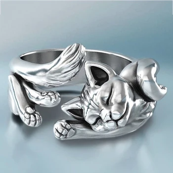 

MENGYI Fashion Lovely Cat Ring For Women Open Finger Ring Female Gift Jewelry