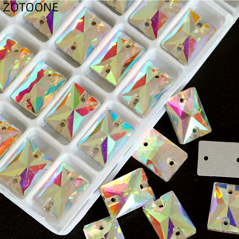 ZOTOONE пришитые Стразы для свадебного платья с плоской задней частью, Кристальные AB белые 2 отверстия, каплевидные ювелирные аксессуары, стекло в форме груши G