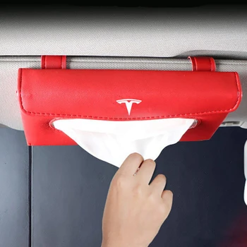 

Car Sun Visor Tissue Box For Tesla Model 3 S X Hanging Type Paper towel cover Holder Clip Leather Car Styling accessories