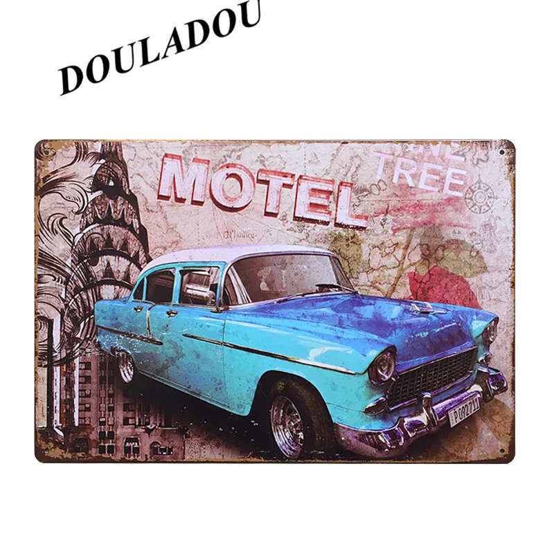 [Douladou] автомобильные дороги металлические Кафе Магазин Паб Магазин отель Плакат Металлический Знак винтажная живопись Декор стены Искусство стены знаки 20x30 см