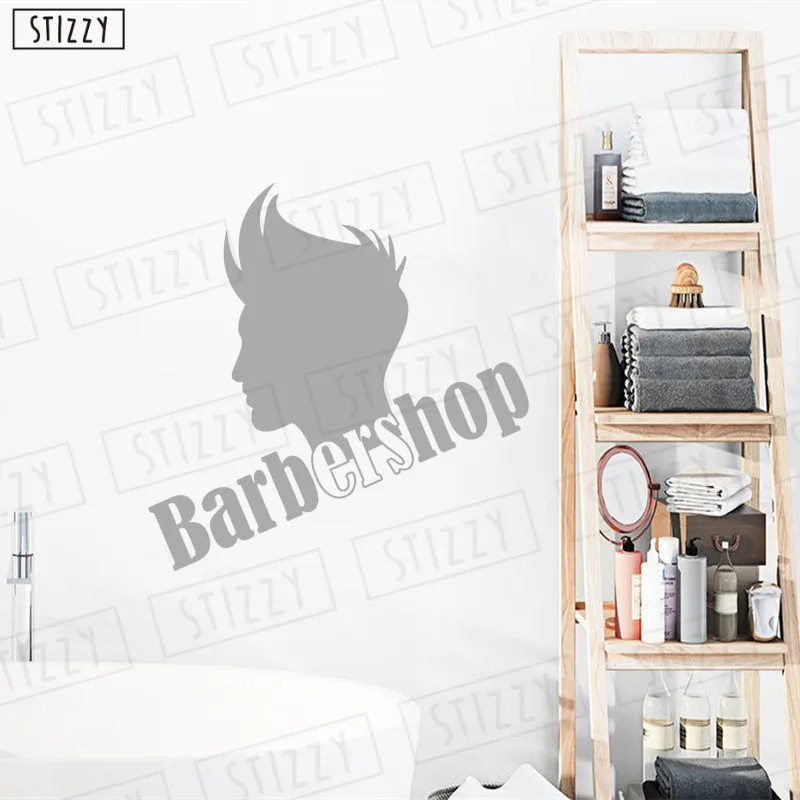 Настенная Наклейка stizzy Man Hair стена парикмахерской наклейки Искусство съемное