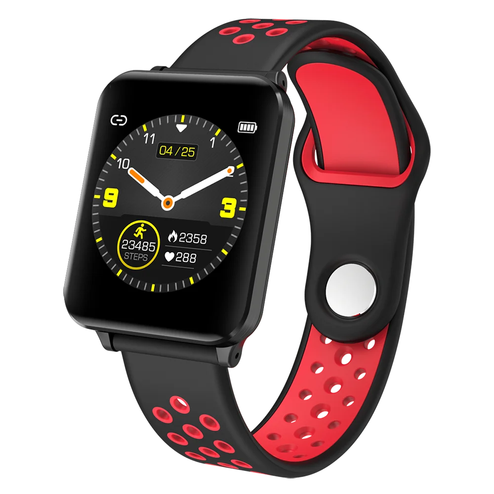 P1 smart watch для мужчин женщин сердечного ритма крови Давление мониторинг вызова сообщение поиск устройства gps Фитнес трекер - Цвет: Красный