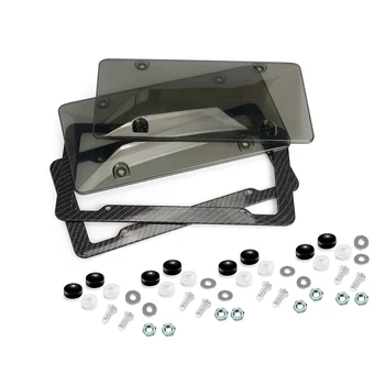 

Hot New Auto License Plate Number Car Shield Kit Clear Tinted Acrylic Cover Frame Screw Car License Plate Shield Kit