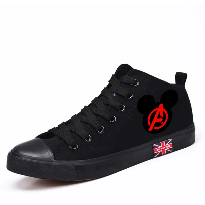 As shown figure Marvel мультфильм Мстители мужские высокие парусиновые туфли модные кроссовки - Цвет: As shown figure