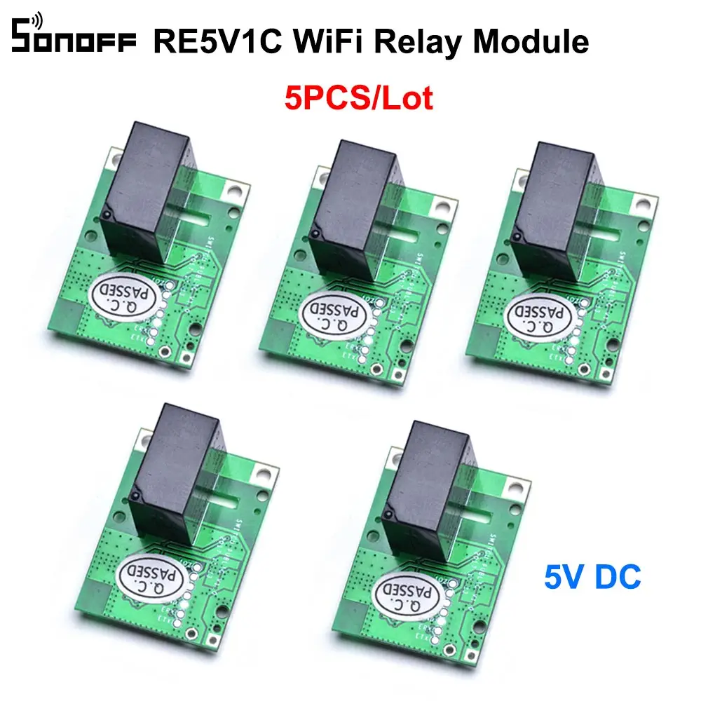 5 шт. SONOFF RE5V1C Wifi DIY переключатель В DC релейный модуль умные беспроводные