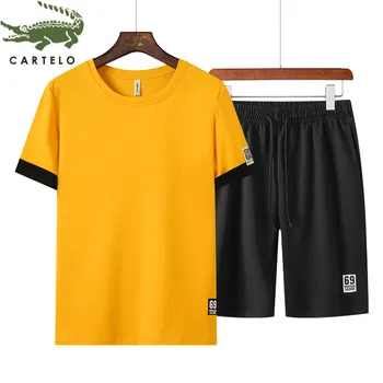 

CARTELO men's clothing new summer simple fashion comfortable breathable round neck casual short sleeve suit