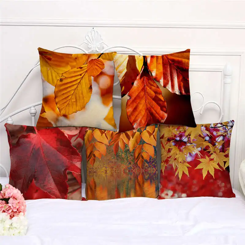 Диванные подушки наволочки Hello осень кленовый лист наволочка на подушку размером