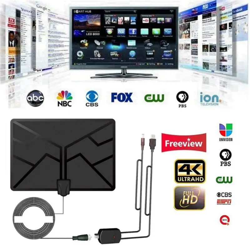 1 комплект черная Смарт Интернет цифровая HD ТВ антенна DVB-T2 Hd Чистый спутниковый ресивер ТВ антенна с USB усилитель сигнала