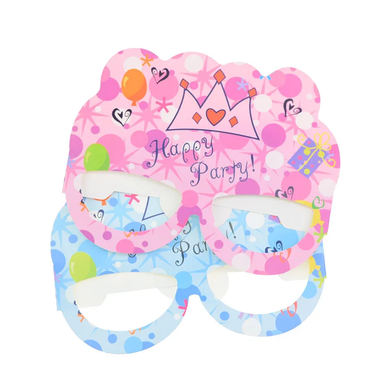 1 шт счастливые вечерние очки Бумажные на день рождения розовые голубые маски для