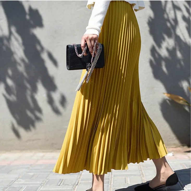 Женская Повседневная шифоновая юбка макси весна лето плиссированная разноцветная модная расклешенная длинная юбка с высокой талией SK8075