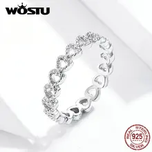 WOSTU 925, распродажа, Серебряное штабелируемое кольцо Forever Heart Love для женщин, бренд, модное кольцо, роскошное ювелирное изделие, подарок FB7223