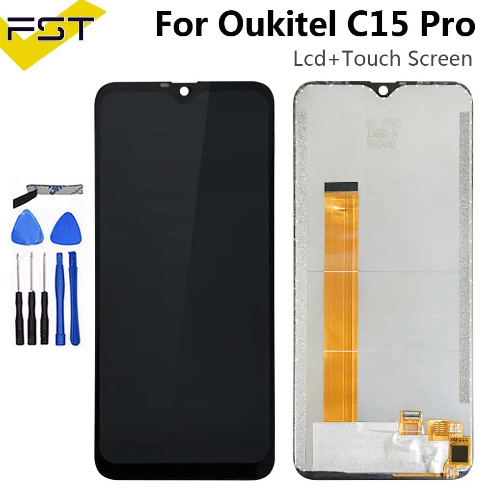 Черный 6,09 ''для Oukitel C15 Pro ЖК-дисплей+ сенсорный экран дигитайзер сборка запасные части+ Инструменты+ клей