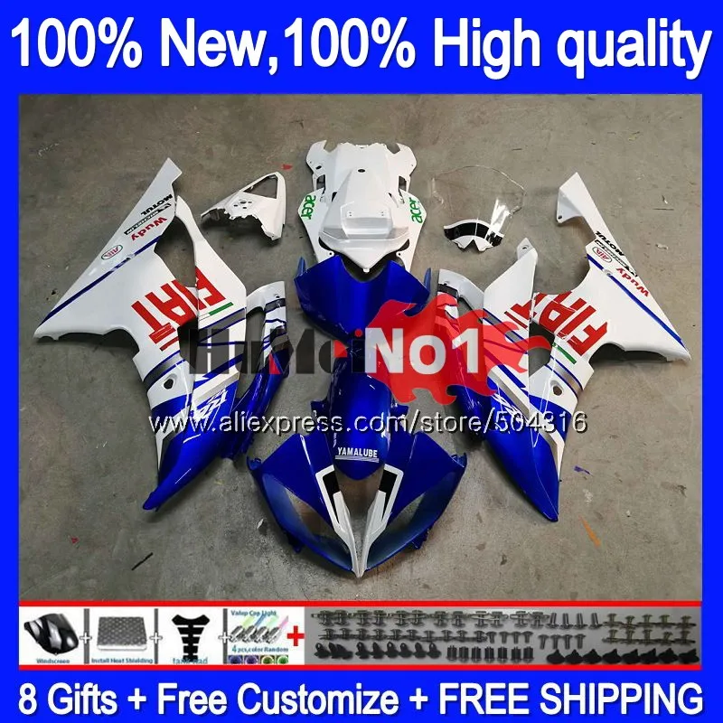 YZF-R6 для YAMAHA YZF R6 YZF-600 YZF 600 R 6 43MC. 26 YZF600 YZFR6 2008 2013 08 13, 14, 15, 16 лет синие белые обтекатели