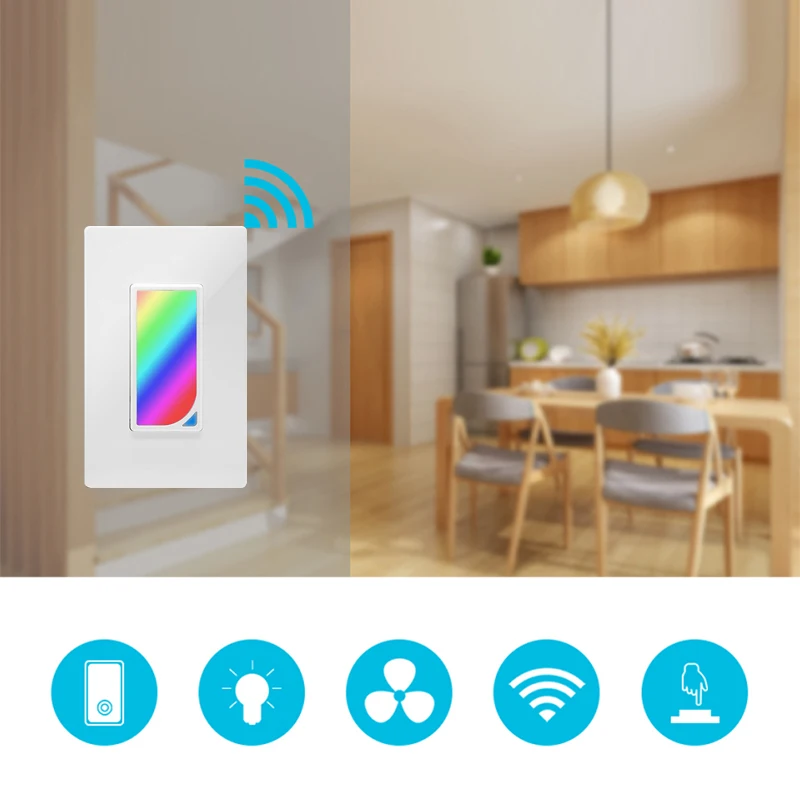 

Universal UK&EU Regulation Wifi Wall Mounted LED Light Smart Switch Wifi Wireless Control Application Smart Home Touch Switches