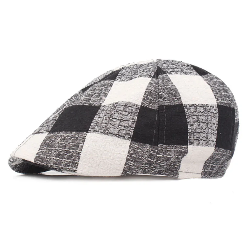 Винтажные клетчатые береты кепки для мужчин и женщин козырек Gorras Planas плоские кепки-береты головные уборы