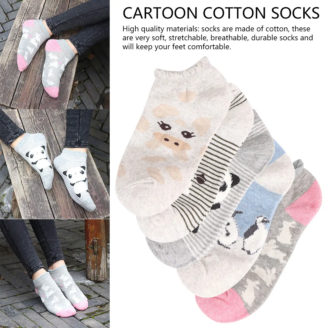 Для девочек Лидер продаж, высокое качество kawaii панда летние носки с милыми животными хлопковые носки-тапочки; женские повседневные туфли на мягкой подошве носки-башмачки