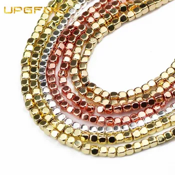 

UPGFNK Natural Stone Square cube Hematite beads 3mm 145pcs loose Spacer Beads For Jewelry Making Diy Bracelets Necklace Earring