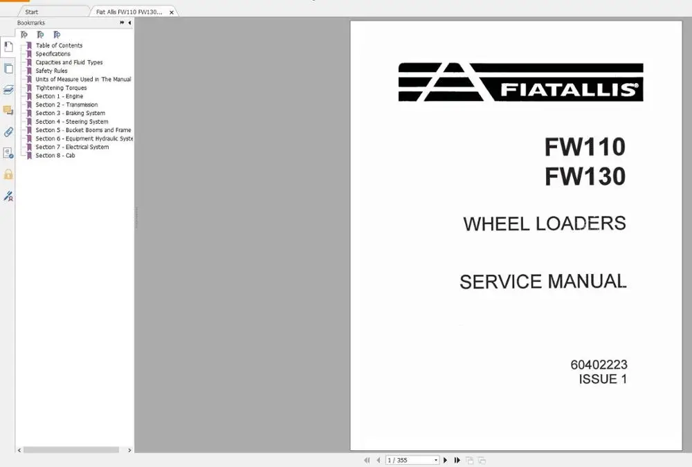 ForFiat Allis тракторный сервис оператор библиотеки и техническое обслуживание