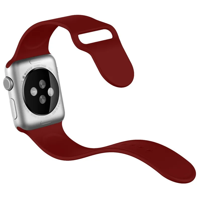 Wine red Мягкий силиконовый сменный ремешок для часов 44 40 мм для Apple Watch 4 5 спортивный браслет Аксессуар Ремешок для iWatch 3 2 1 издание 38 42 мм - Цвет ремешка: Wine red
