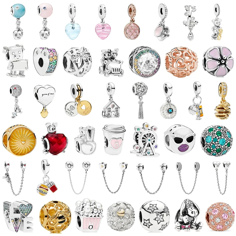 

Couqcy Simple Style Safety Chain Rainbow Windmill Mouse Clip DIY Beads Fit Original Pandora Charms Bracelet Trinket Jewelry