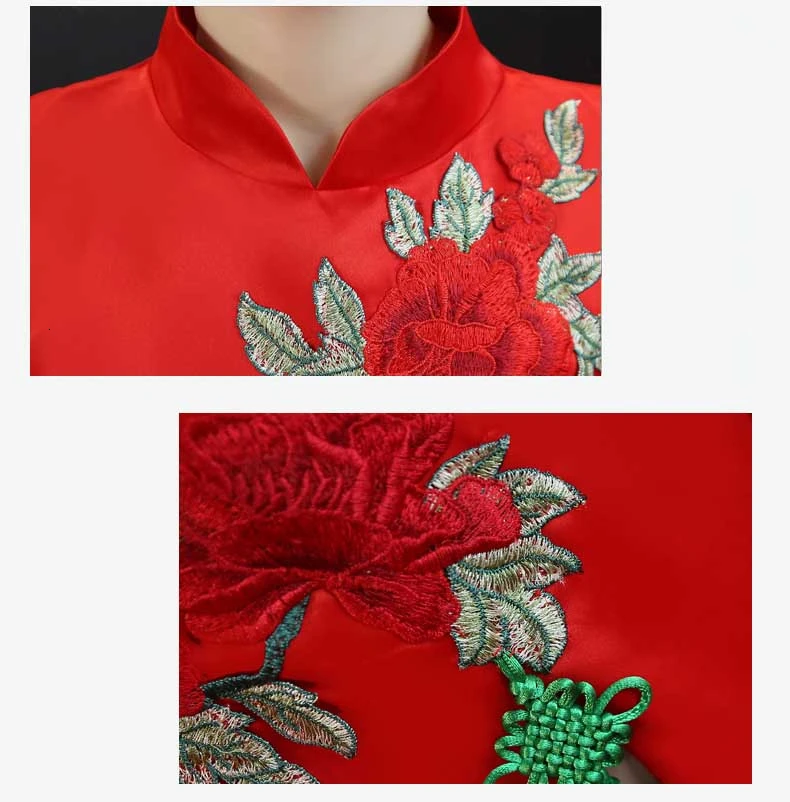 Красное детское праздничное платье на день рождения; Qipao; платье принцессы со шлейфом; китайское вечернее платье с вышивкой; Cheongsam; новогодняя Детская одежда