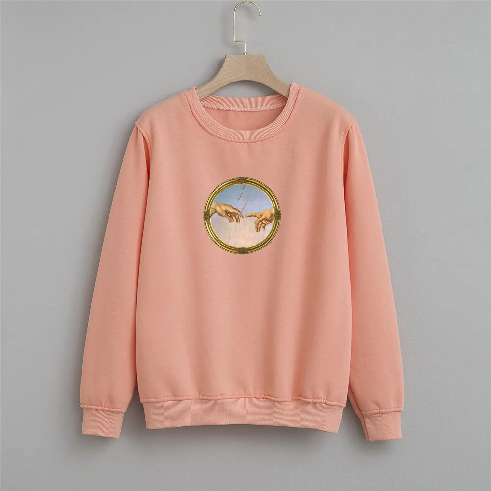 

Sweatshirts Women Funny Hands Print 90s Clothes Vintage Style Sweetshirt Hoodies Women Hoodies Casual Autumn Winter Full Sleeve