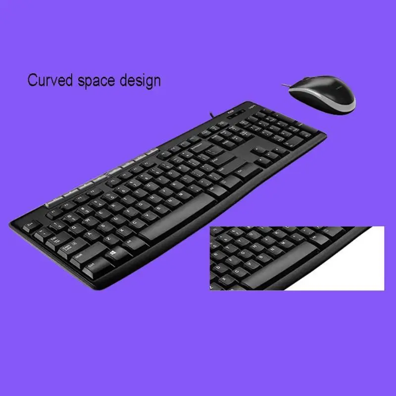 Logitech MK200 USB Проводная эргономичная клавиатура 1200 dpi оптическая мышь комбо Компьютерные периферийные аксессуары
