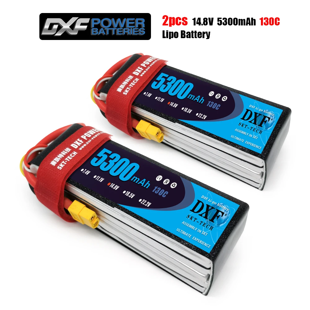 2 шт. DXF lipo батарея 14 8 V 5300mah 100C Max 200C игрушки и хобби для вертолетов RC моделей