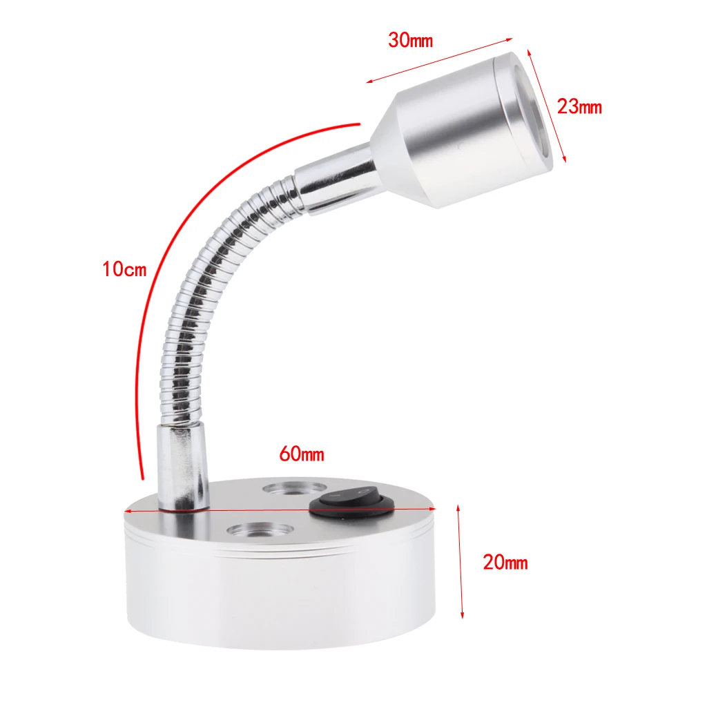 

2Pcs 1W 12V Gooseneck LED Reading Light Bed Side Lamp for Home RV Camper Boat Motorhome Room