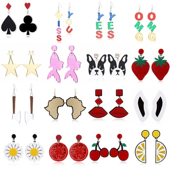 

16 Styles Statement Acrylic Resin Lightweight Colorful Large Dangle Open Square Oval Drop Dangle Earrings Kit For Women