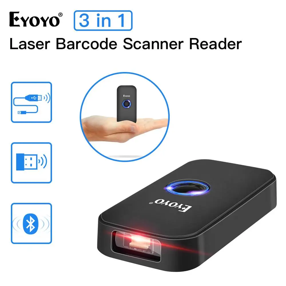 

Eyoyo 1D Bluetooth Barcode Scanner BT 2.4G Wireless Bar Code Reader Portable Scanner Work with Windows