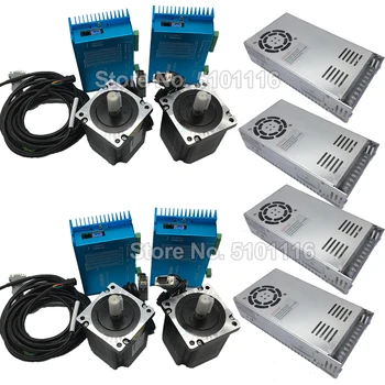 

4 Sets 4.5Nm Nema34 Closed Loop Stepper Motor Driver 86MM DSP With Cooling fan Hybird Encoder Easy Servo & 400W Power Supply