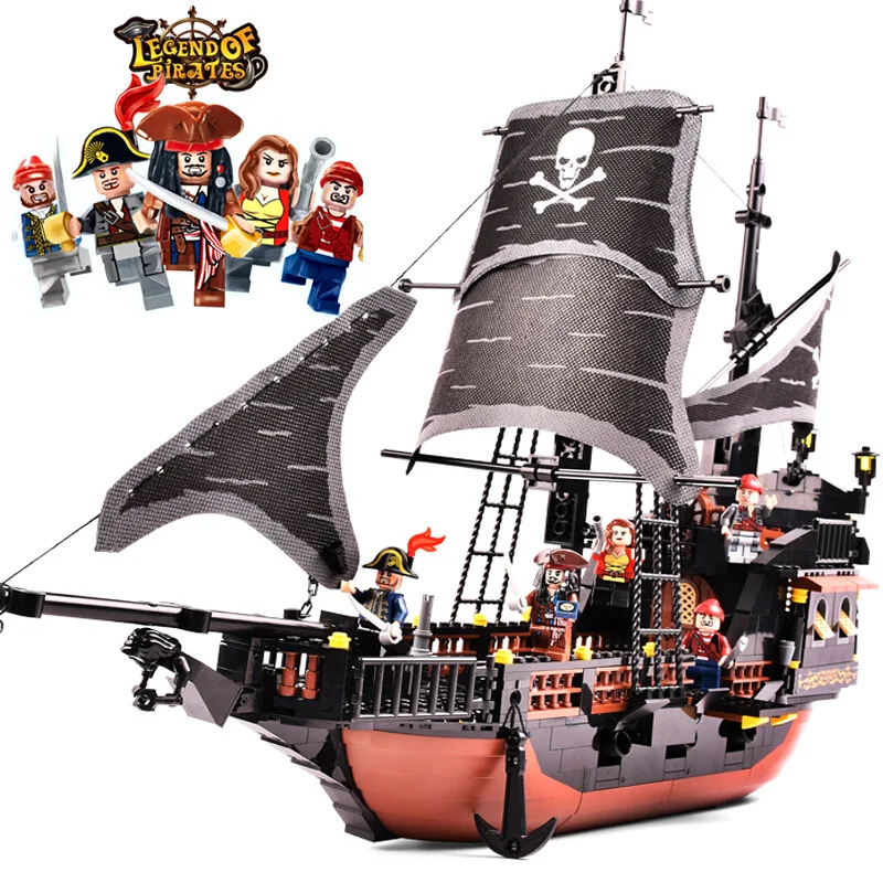 

Pirate Ship Pirates Caribbean Black Pearl Ghost Ship Royal Fleet Captain Jack Model Building Block Educational Toys for Children