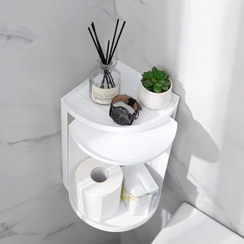 

Rotating Triangular Shelf Corner Wall Mount Rotary Storage Rack for Bathroom Kitchen OCT998